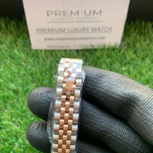 6 rolex lady datejust 31mm steel and everose gold chocolate dial diamond wrist watch