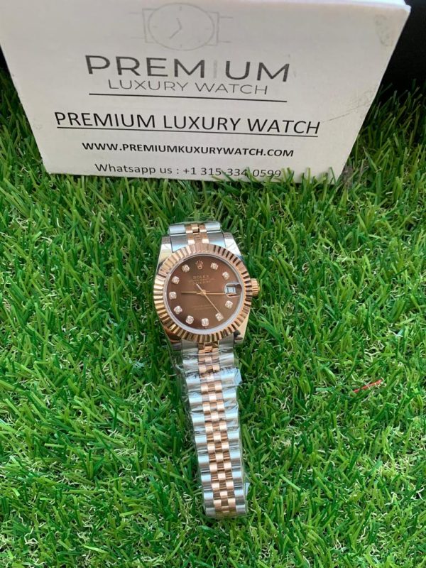 8 rolex lady datejust 31mm steel and everose gold chocolate dial diamond wrist watch