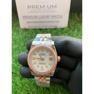 rolex lady datejust 31mm two tone white dial diamond oyster perpetual jubilee bracelet watch