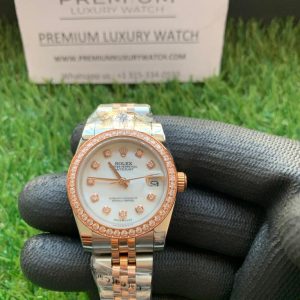 2 rolex lady datejust 31mm two tone white dial diamond oyster perpetual jubilee bracelet watch