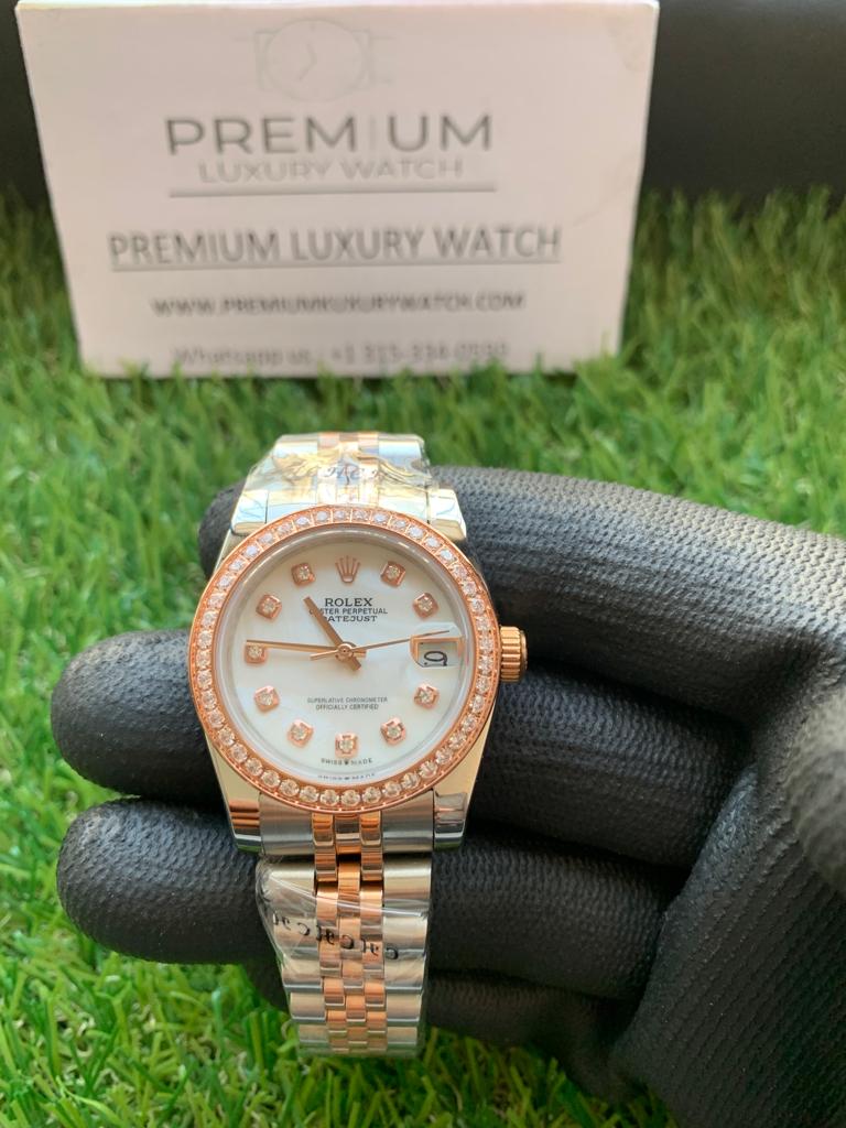 2 rolex lady datejust 31mm two tone white dial diamond oyster perpetual jubilee bracelet watch