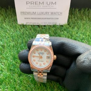 8 rolex lady datejust 31mm two tone white dial diamond oyster perpetual jubilee bracelet watch