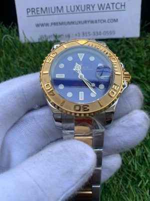 1 rolex yachtmaster 40 yellow goldstainless steel blue dial oyster bracelet watch