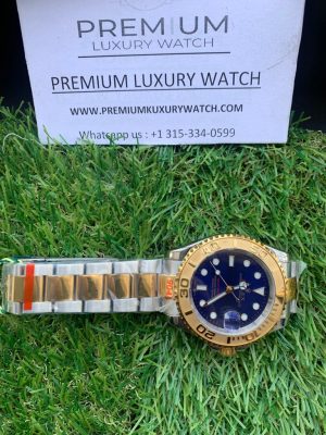 5 rolex yachtmaster 40 yellow goldstainless steel blue dial oyster bracelet watch