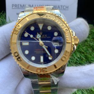 7 rolex yachtmaster 40 yellow goldstainless steel blue dial oyster bracelet watch