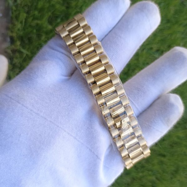 5 rolex daydate 40mm yellow gold custom malachite dial fluted bezel president bracelet