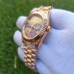 1 rolex day date 41mm president rose gold fluted bezel blue roman dial mens watch