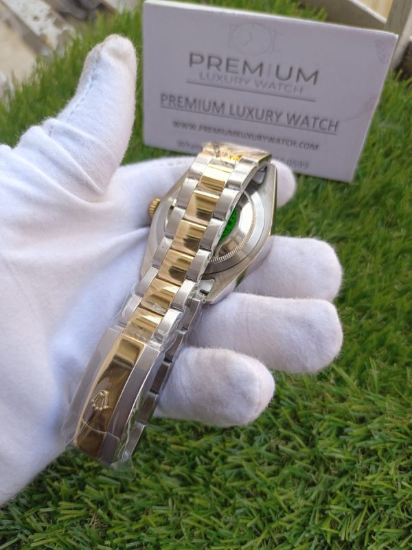 4 rolex datejust 41mm two tone white slate roman dial smooth bezel oyster bracelet watch