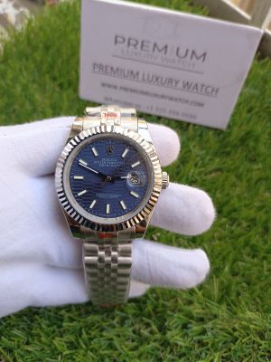 1 rolex datepress 41mm jubilee blue motif fluted dial mens watch