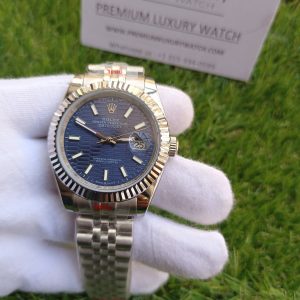 2 rolex datejust 41mm jubilee blue motif fluted dial mens watch