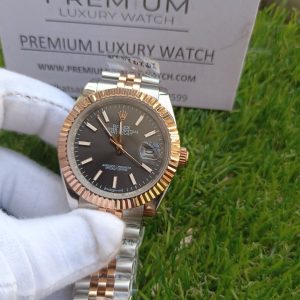 6 rolex datejust 41mm two tone rose gold black grey dial oyster perpetual jubilee bracelet watch