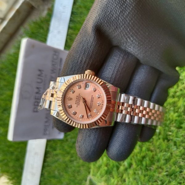2 rolex lady datejust 31mm two tone orange dial diamond oyster perpetual jubilee bracelet watch