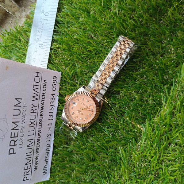 3 rolex lady datejust 31mm two tone orange dial diamond oyster perpetual jubilee bracelet watch