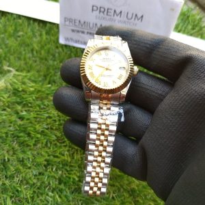 3 rolex lady datejust 31mm two tone yellow roman dial oyster perpetual jubilee bracelet watch