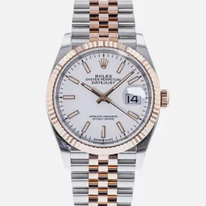 rolex datejust 41mm two tone white dial oyster perpetual watch