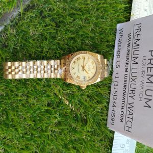 8 rolex lady datejust 31mm yellow gold white dial with diamond marker oyster perpetual jubilee bracelet watch
