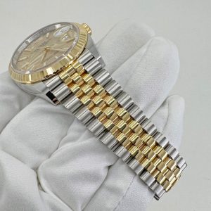 1 rolex datetodd 41mm yellow gold steel golden palm motif dial fluted bezel jubilee bracelet 126233