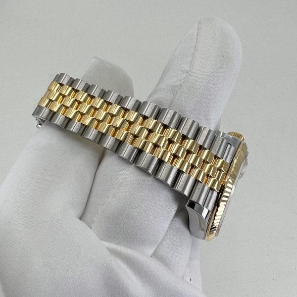 2 rolex datejust 41mm yellow gold steel golden palm motif dial fluted bezel jubilee bracelet 126233