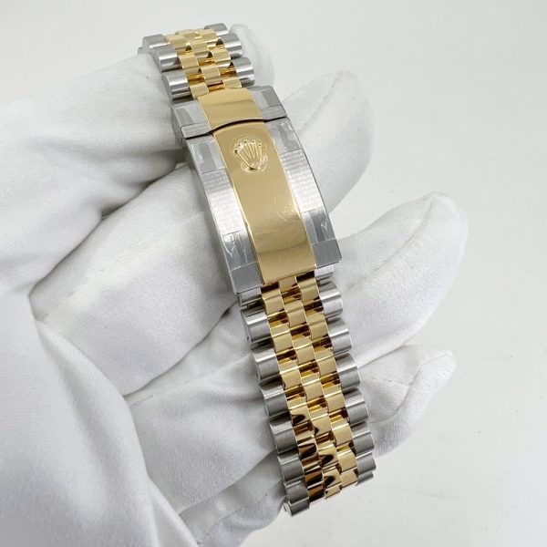 3 rolex datejust 41mm yellow gold steel golden palm motif dial fluted bezel jubilee bracelet 126233