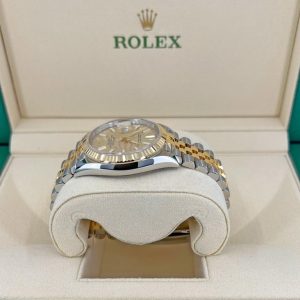 6 rolex datejust 41mm yellow gold steel golden palm motif dial fluted bezel jubilee bracelet 126233