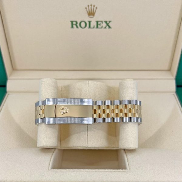 7 rolex datejust 41mm yellow gold steel golden palm motif dial fluted bezel jubilee bracelet 126233