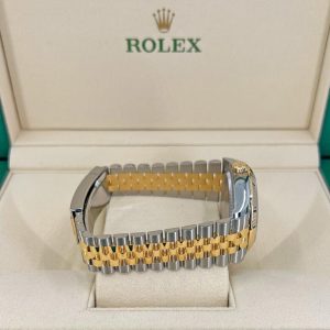 10 rolex datejust 41mm yellow gold steel golden palm motif dial fluted bezel jubilee bracelet 126233
