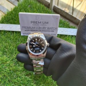 rolex explorer ii mens 39mm black dail stainless steel wrist watch