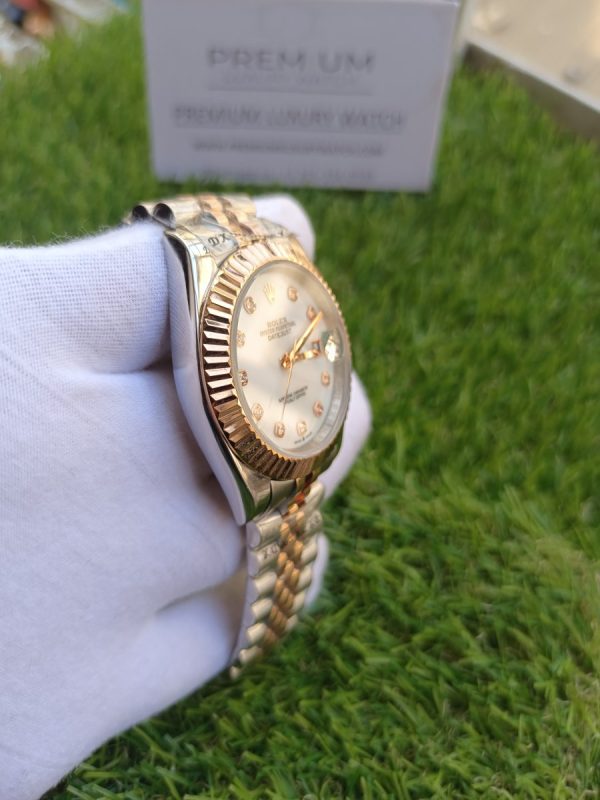 7 rolex datejust 41mm rolesor everose fluted dial jubilee bracelet white diamonds watch