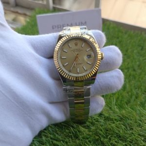 6 rolex steel and yellow gold rolesor datejust 41mm fluted bezel champagne index dial oyster bracelet