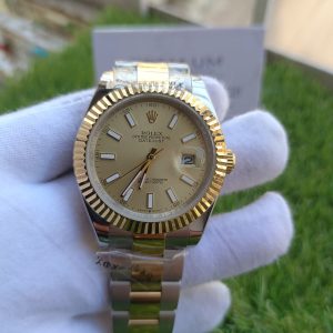 8 rolex steel and yellow gold rolesor datejust 41mm fluted bezel champagne index dial oyster bracelet