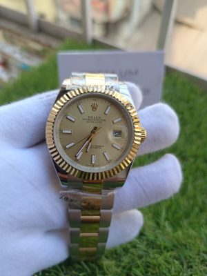 8 rolex steel and yellow gold rolesor datejust 41mm fluted bezel champagne index dial oyster bracelet