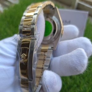 rolex datejust 41mm yellow gold steel golden palm motif dial fluted bezel oyster bracelet 126233