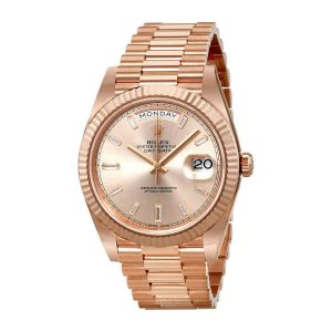 rolex daydate 40 rose gold etched dial rose gold case and bracelet