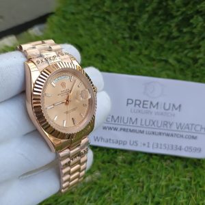 4 rolex daydate 40 rose gold etched dial rose gold case and bracelet