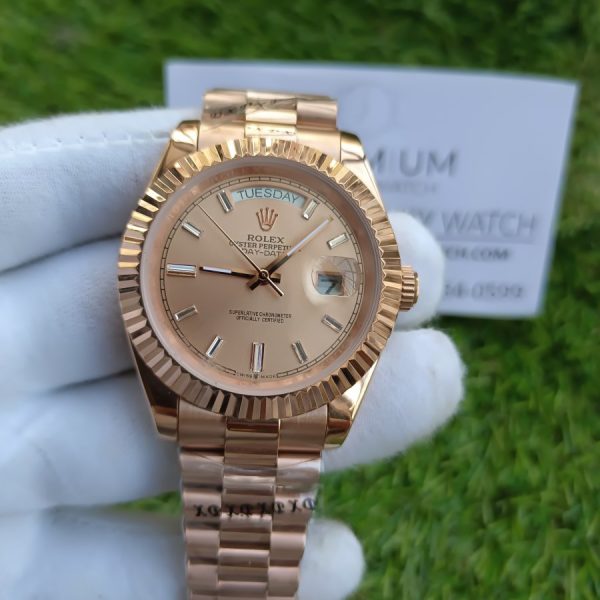11 rolex daydate 40 rose gold etched dial rose gold case and bracelet