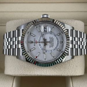 5 rolex sky dweller white dial 42mm white gold bezel steel jubilee mens watch 326934