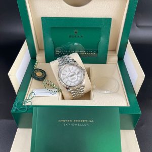 7 rolex sky dweller white dial 42mm white gold bezel steel jubilee mens watch 326934