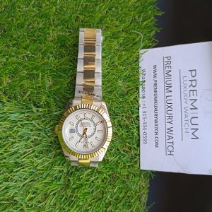 13 rolex sky dweller white dial 42mm yellow gold bezel two tone oyster mens watch 326933