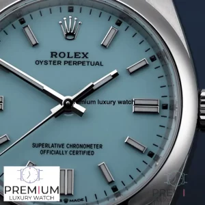6 rolex oyster perpetual 36mm stainless steel turquoise index dial smooth domed bezel oyster bracelet 126000 1