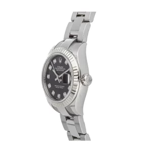 1 rolex datedate 41mm black diamond dial steel white gold oyster mens watch 279174