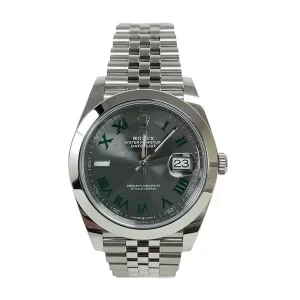 rolex datesneakers 41 mm slate roman dial automatic jubilee mens wrist watch 126300
