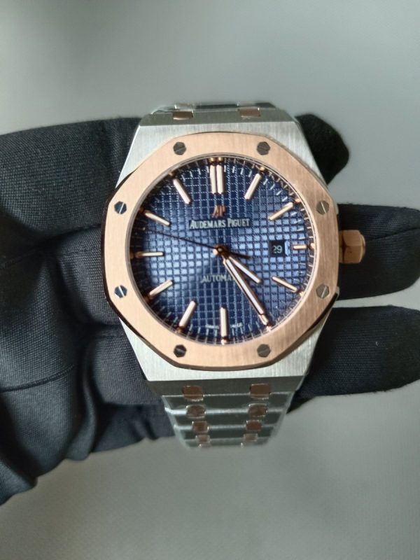 audemars piguet royal oak 41mm two tone blue dial automatic watch 1 scaled 1