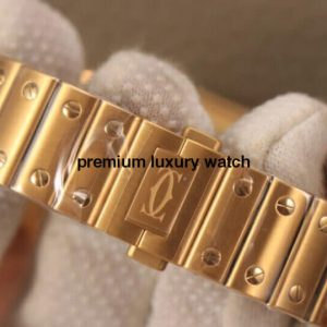 5 cartier santos de cartier mens watch large automatic yellow gold white dial yellow gold bracelet wgsa0029