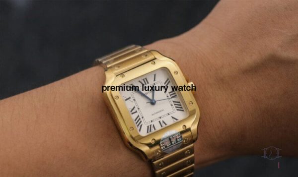 7 cartier santos de cartier mens watch large automatic yellow gold white dial yellow gold bracelet wgsa0029