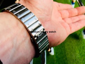 9 cartier santos de cartier mens watch large white dial steel bracelet wssa0018