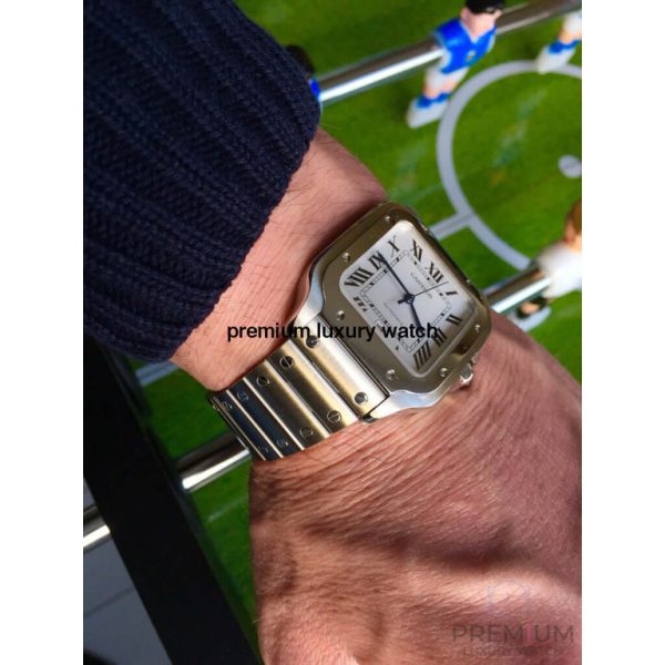 14 cartier santos de cartier mens watch large white dial steel bracelet wssa0018