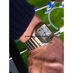 17 cartier santos de cartier mens watch large white dial steel bracelet wssa0018