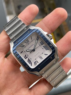 2-Cartier Watch  40Mm Shoesier Santos 100 Xl  Blue Bezel Mens Watch Wssa0047