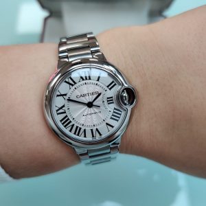 4 cartier ballon bleu 33mm stainless steel ladies wrist watch 1