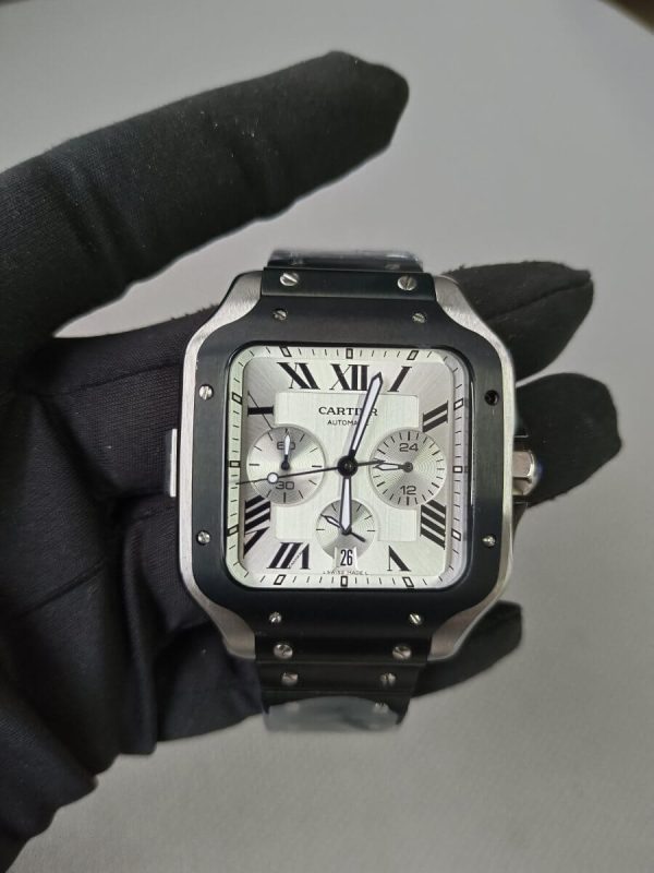 2 cartier santos xl chronograph silver dial mens watch wssa0017 mens wrist watch